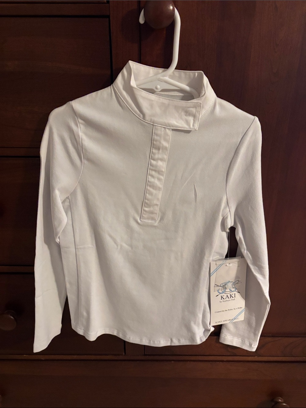 Kaki Equestrian Show Shirt Long-Sleeve for Kids